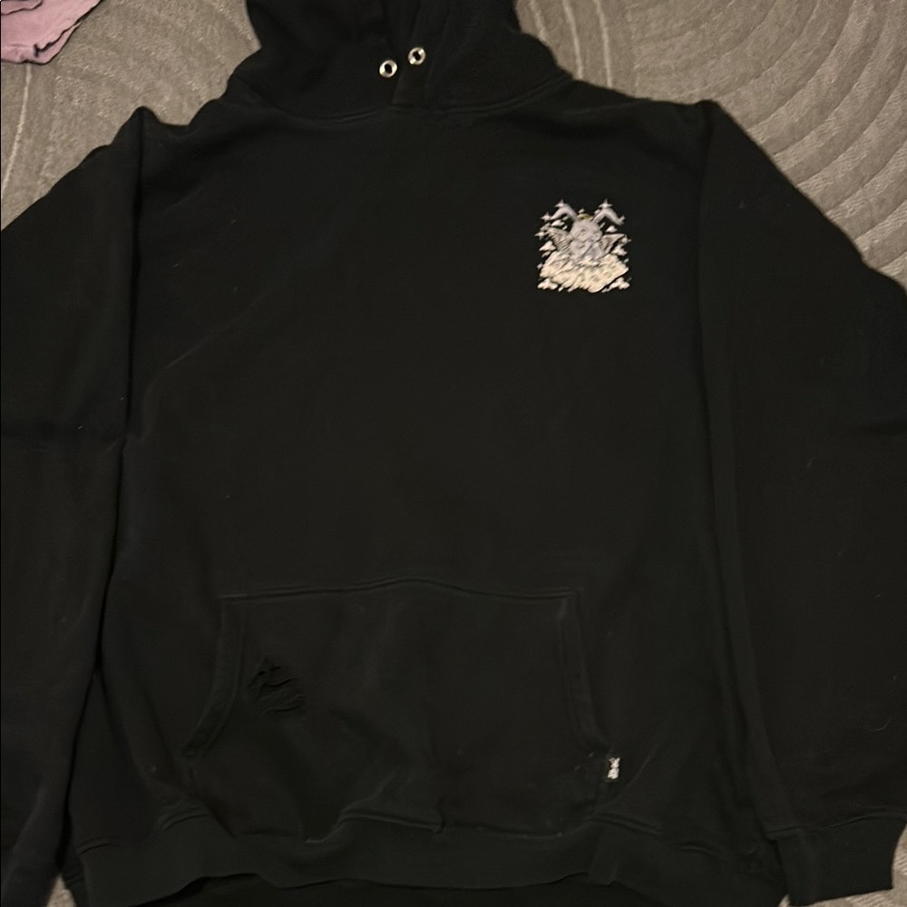 Black Hoodie with Grim Reaper and Bunny Design